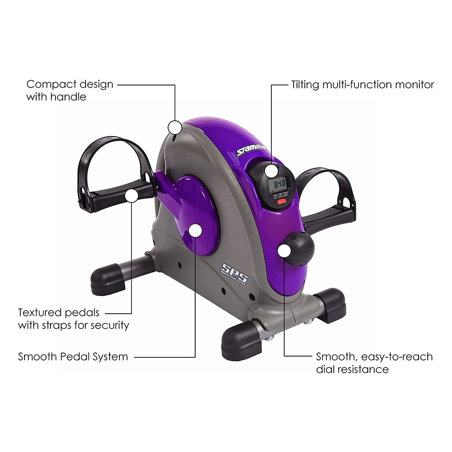 Stamina Products Mini Stationary Under Desk Exercise Bike Home/Office, Purple - VMInnovations
