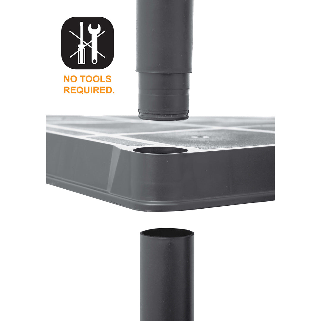 Ram Quality Products Deluxe 5 Tier Plastic Garage Storage Shelf Unit, Black - VMInnovations