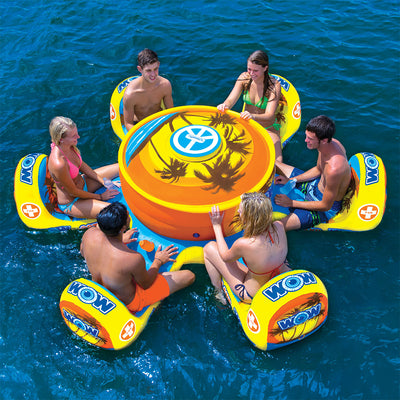 WOW Watersports Octo Island 6 Person Pool Float with Cooler and Table (Open Box)