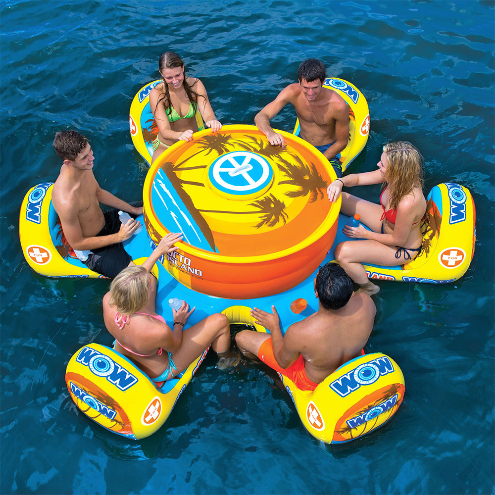 WOW Watersports Octo Island 6 Person Pool Float with Cooler and Table (Open Box)