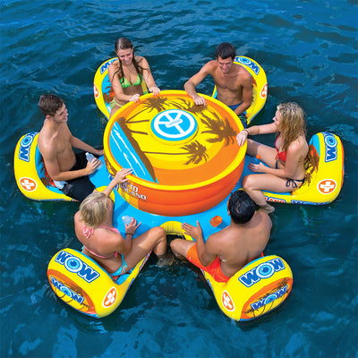 WOW Watersports Octo Island 6 Person Pool Float with Cooler and Table (Open Box)