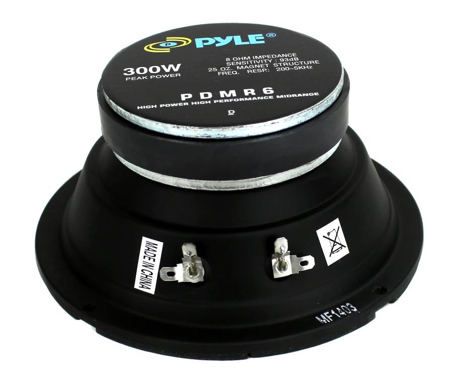 Pyle PDMR6 6.5" 300W 8 Ohm Car Mid Bass MidRange Woofer Audio Speaker, Black