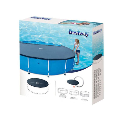 Bestway Round PVC 14 Foot Pool Cover for Above Ground Pro Frame Pools (Open Box) - VMInnovations