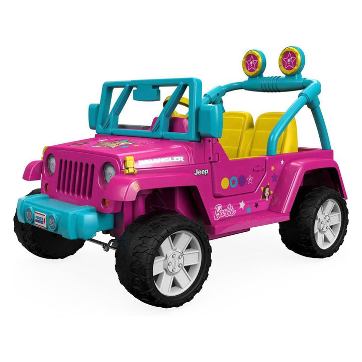 Fisher-Price Power Wheels Barbie Jeep Wrangler with Music and Power Lock Brakes