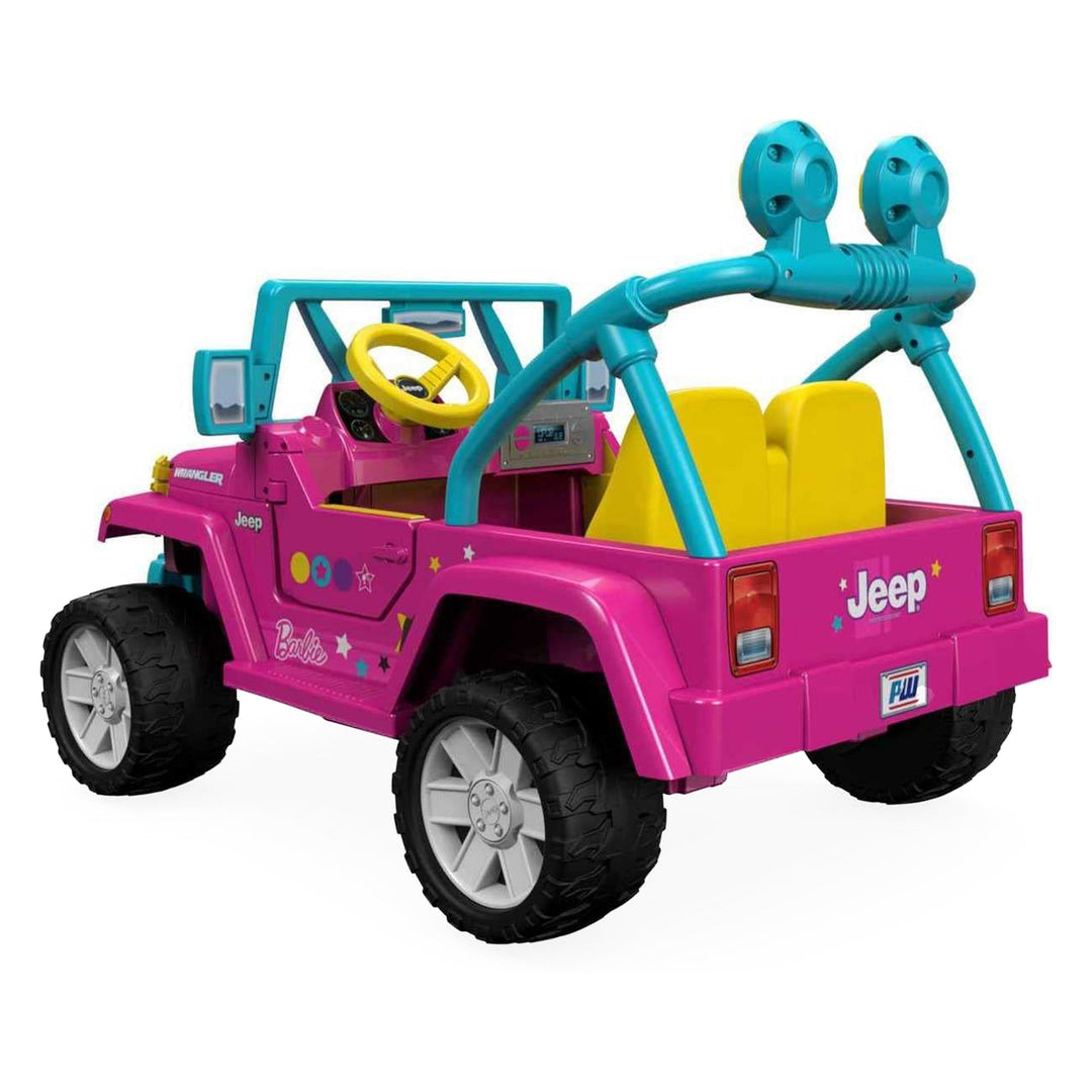 Fisher-Price Power Wheels Barbie Jeep Wrangler with Music and Power Lock Brakes