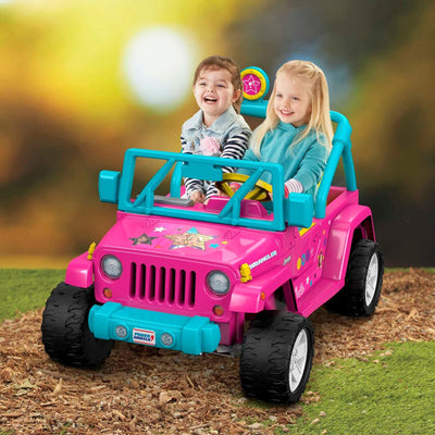 Fisher-Price Power Wheels Barbie Jeep Wrangler with Music and Power Lock Brakes