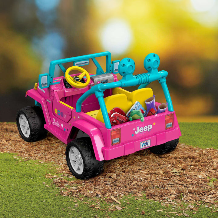 Fisher-Price Power Wheels Barbie Jeep Wrangler with Music and Power Lock Brakes