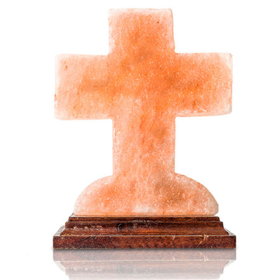 Salacia Himalayan Carved Cross-Shaped Salt Lamp Light with Dimmer, Pink