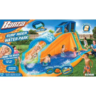 Banzai Kids Inflatable Surf Rider Aqua Lagoon Water Park Slide Pool (Open Box)