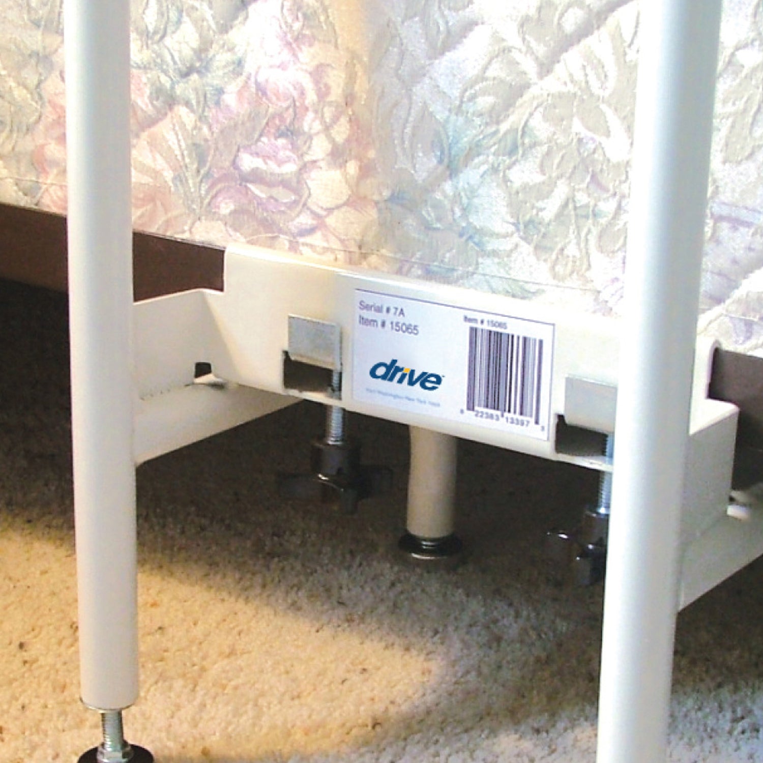 Drive Medical 15065R-1 Adjustable Height Steel Tube Home Bed Side Helper, White - VMInnovations