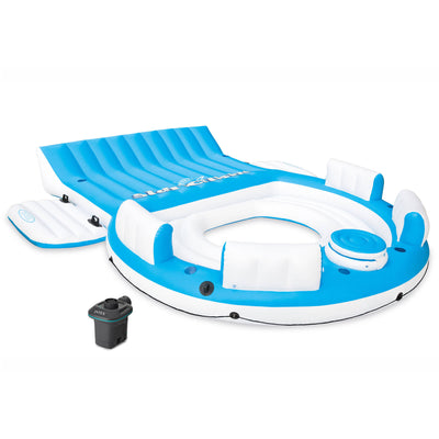 Intex Splash N Chill Island Inflatable Pool Float Lounger w/ Quick Fill Air Pump - VMInnovations