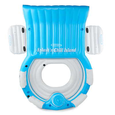Intex Splash N Chill Island Inflatable Pool Float Lounger w/ Quick Fill Air Pump - VMInnovations