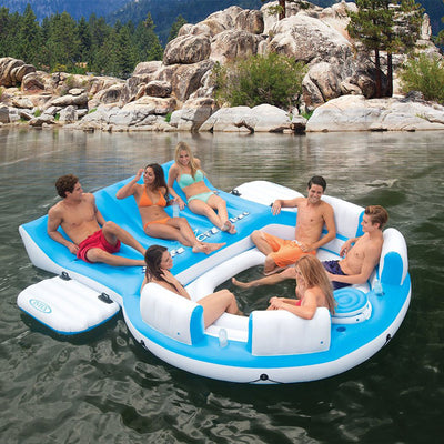 Intex Splash N Chill Island Inflatable Pool Float Lounger w/ Quick Fill Air Pump - VMInnovations