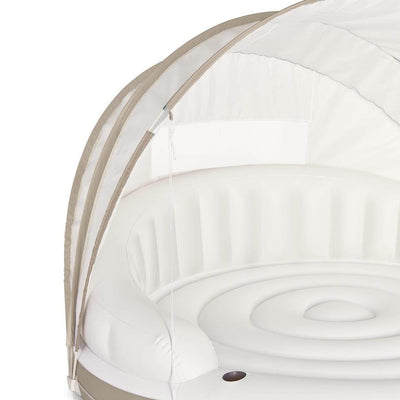 Intex Inflatable Canopy Island Float Lounge + AC Electric Air Pump w/ 3 Nozzles - VMInnovations