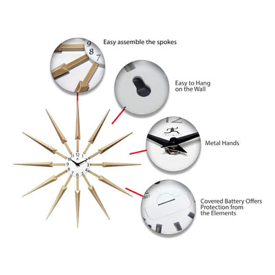 Infinity Instruments Celeste Mid Century Modern 24 Inch Wall Clock, Tan (Used)