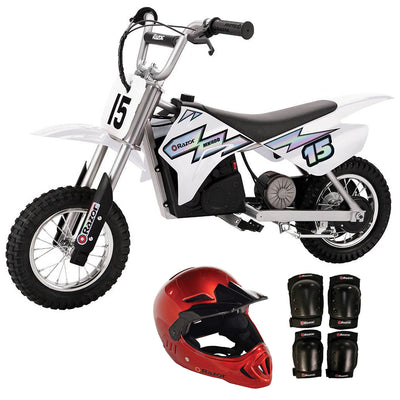 Razor MX400 Dirt Rocket 24V Electric Dirt Bike, Helmet, & Elbow & Knee Pad Set