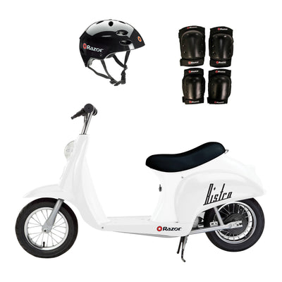 Razor Pocket Mod 24V Electric Retro Scooter, Kids Helmet, & Elbow & Knee Pads