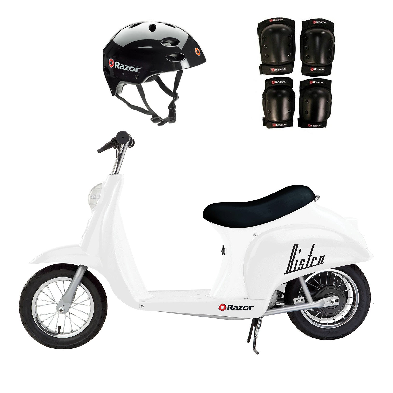 Razor Pocket Mod 24V Electric Retro Scooter, Kids Helmet, & Elbow & Knee Pads