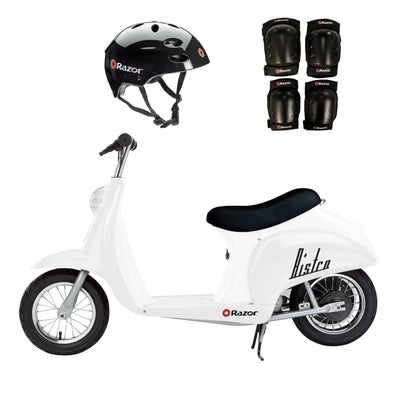 Razor Pocket Mod 24V Electric Retro Scooter, Kids Helmet, & Elbow & Knee Pads