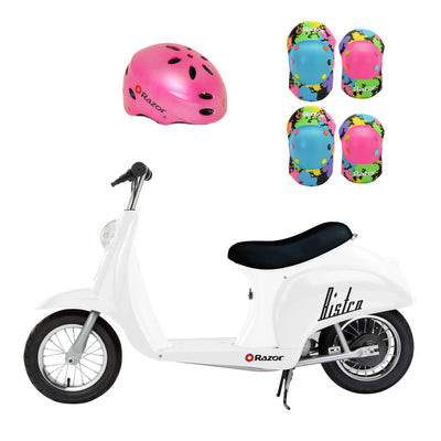 Razor Pocket Mod 24V Electric Retro Scooter, Kids Helmet, & Elbow & Knee Pads