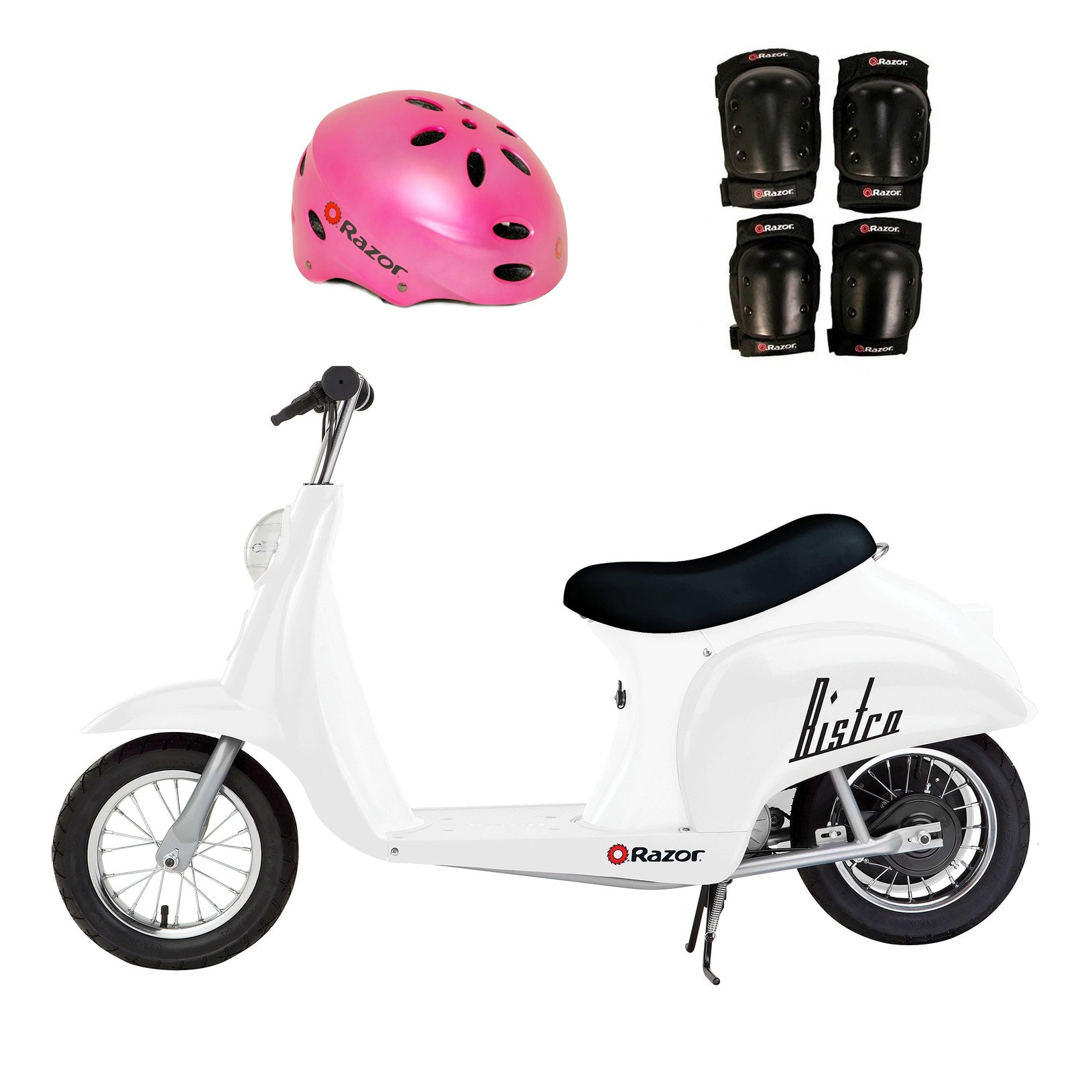 Razor Pocket Mod 24V Electric Retro Scooter, Kids Helmet, & Elbow & Knee Pads