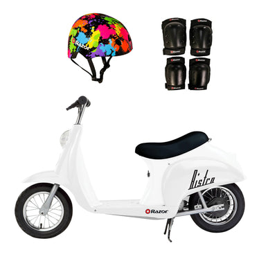Razor Pocket Mod 24V Electric Retro Scooter, Kids Helmet, & Elbow & Knee Pads