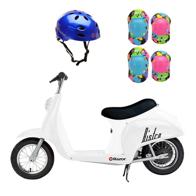 Razor Pocket Mod 24V Electric Retro Scooter, Kids Helmet, & Elbow & Knee Pads