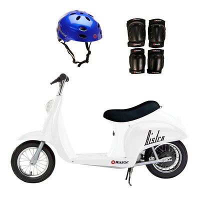 Razor Pocket Mod 24V Electric Retro Scooter, Kids Helmet, & Elbow & Knee Pads