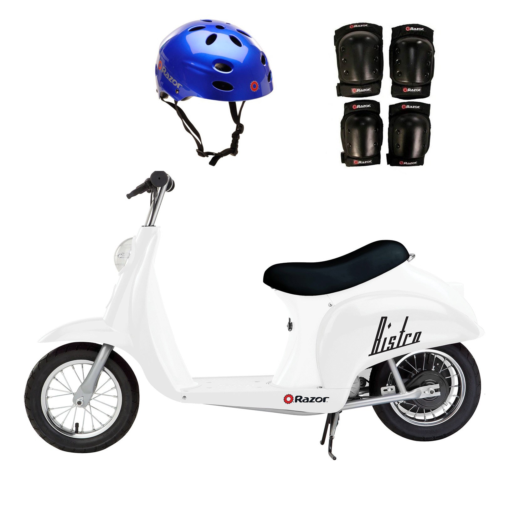 Razor Pocket Mod 24V Electric Retro Scooter, Kids Helmet, & Elbow & Knee Pads