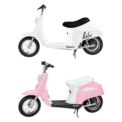 Razor Pocket Mod Miniature Euro 24V Electric Retro Scooter 2-Pack, Pink & White