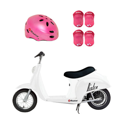 Razor Rechargeable Ride-on Scooter + Bicycle Helmet + Elbow & Knee Pad Set
