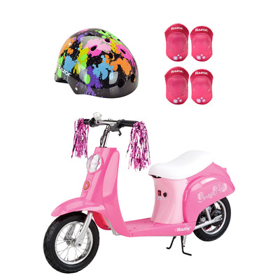 Razor Rechargeable Ride-on Scooter + Bicycle Helmet + Elbow & Knee Pad Set