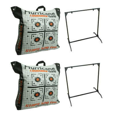 Double Sided Crossbow Archery Bag Target & 30 Inch Bag Target Stand (2 Pack)