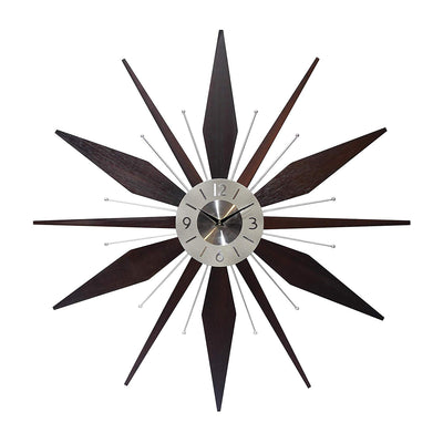 Infinity Instruments Mid-Century Utopia Metal Wall Clock, Dark Walnut(For Parts)