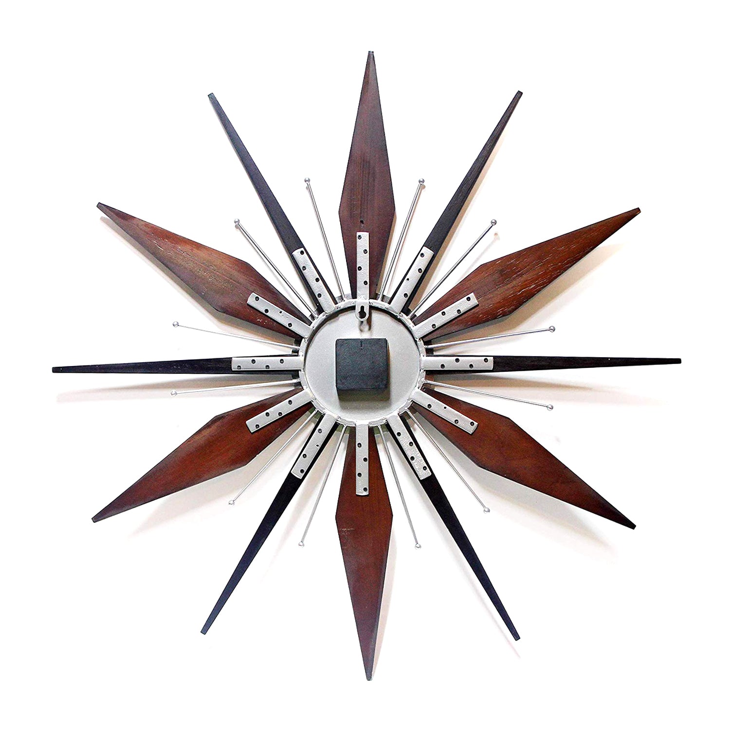 Infinity Instruments Mid-Century Utopia Metal Wall Clock, Dark Walnut(For Parts)