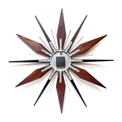 Infinity Instruments Mid-Century Utopia Metal Wall Clock, Dark Walnut(For Parts)