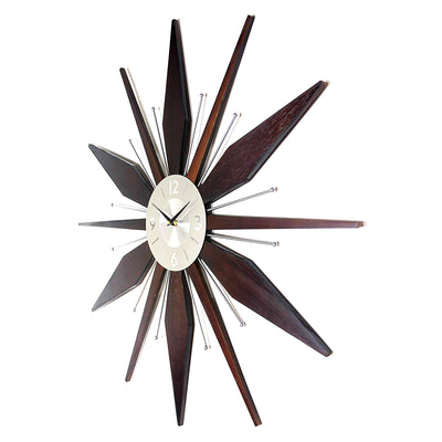 Infinity Instruments Mid-Century Utopia Metal Wall Clock, Dark Walnut(For Parts)