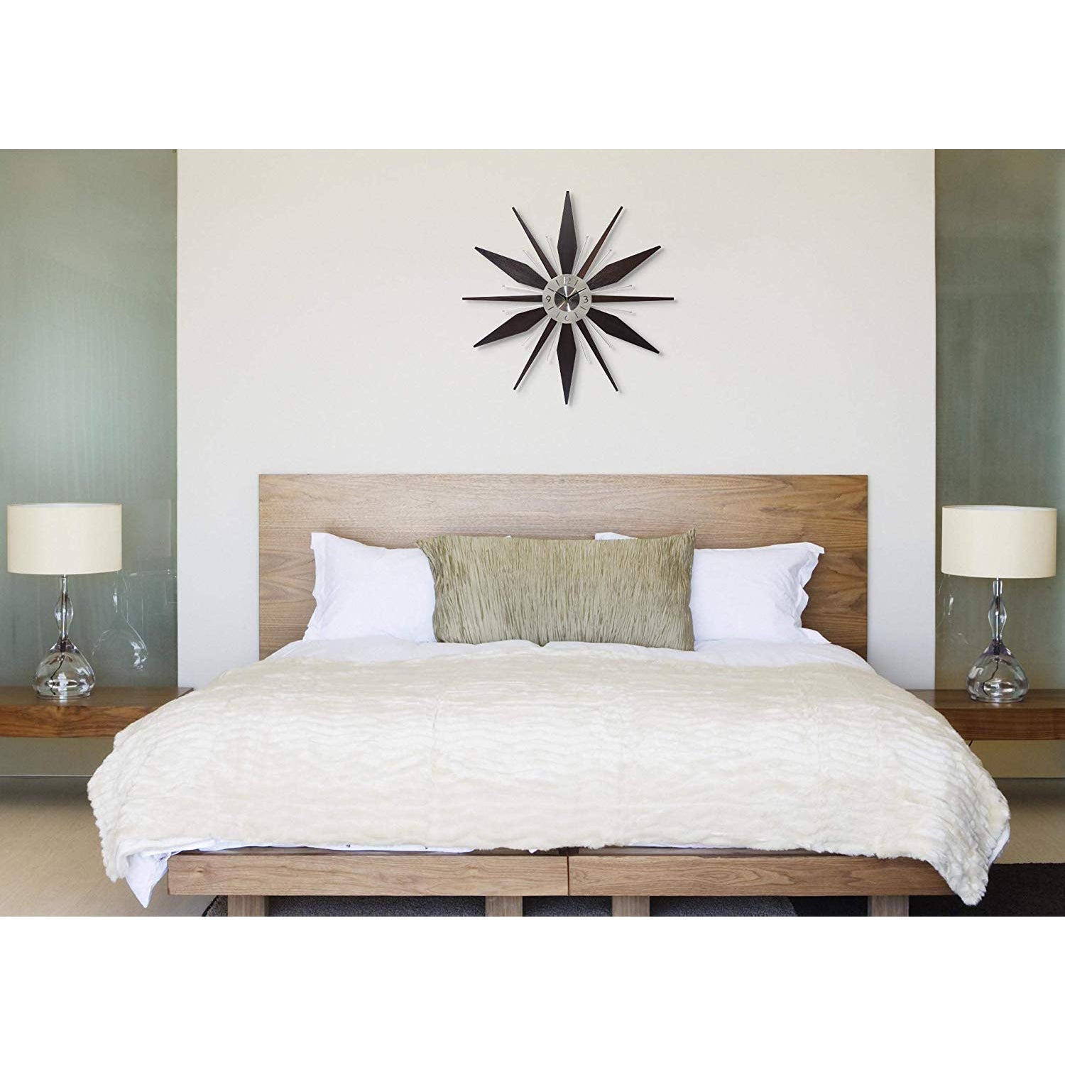 Infinity Instruments Mid-Century Utopia Metal Wall Clock, Dark Walnut(For Parts)