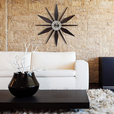 Infinity Instruments Mid-Century Utopia Metal Wall Clock, Dark Walnut(For Parts)