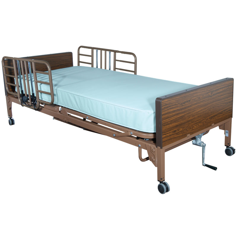 Drive Medical 15208BV Half Length Adjustable Steel Home Bed Side Rail, Brown