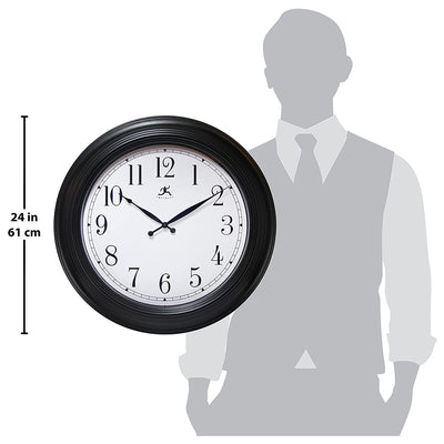 Infinity Instruments 24" Classical Room Decorative Wall Clock, Black (Open Box) - VMInnovations