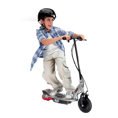Razor E125 Motorized Electric Scooter, Black and V-17 Safety Helmet, Glossy Blue