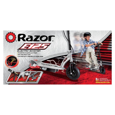 Razor E125 Motorized Electric Scooter, Black and V-17 Safety Helmet, Glossy Blue