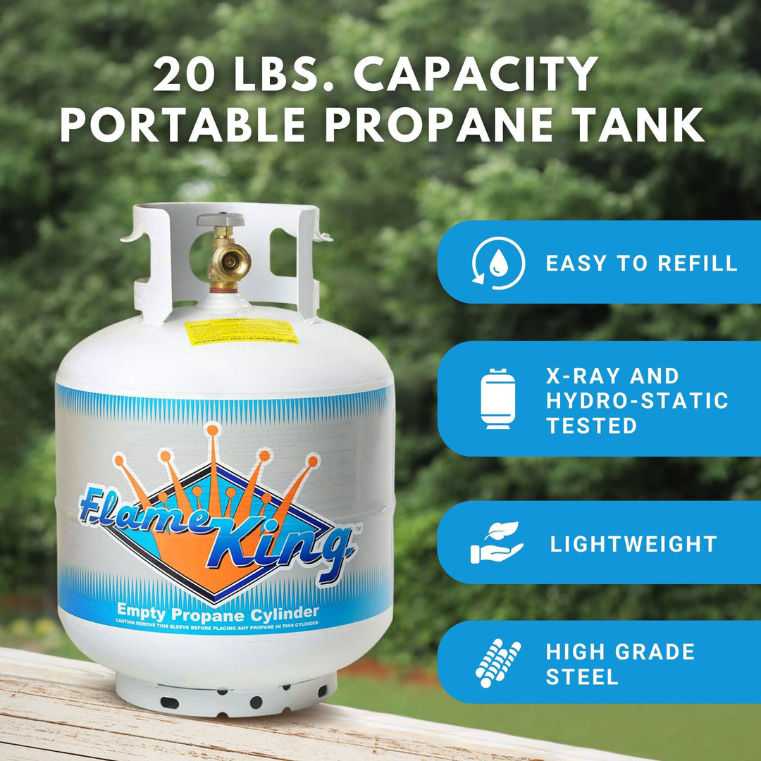 Flame King Ready to Fill Empty LP Propane Gas Cylinder Tank, 20 Pound (Open Box) - VMInnovations
