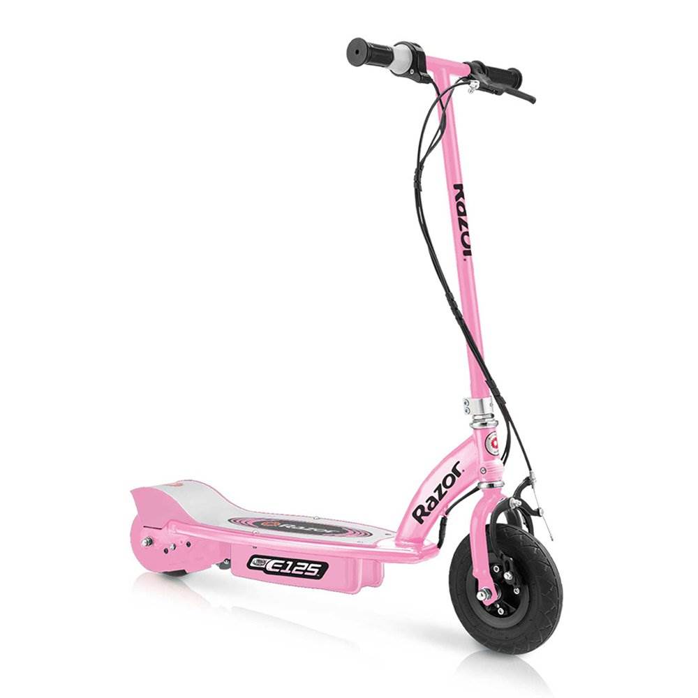Razor E125 Girls Pink Electric Scooter and Razor V17 Youth Helmet, Satin Pink
