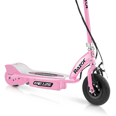 Razor E125 Girls Pink Electric Scooter and Razor V17 Youth Helmet, Satin Pink
