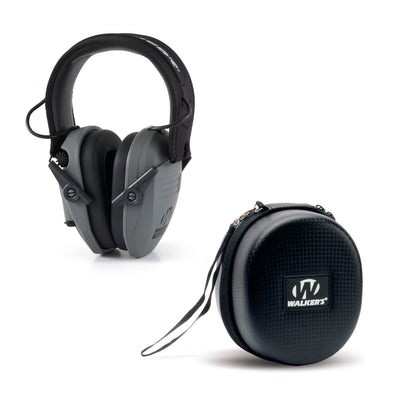 Walker's Razor Slim Shooter Gray Electronic Hearing Protection Earmuff w/ Case