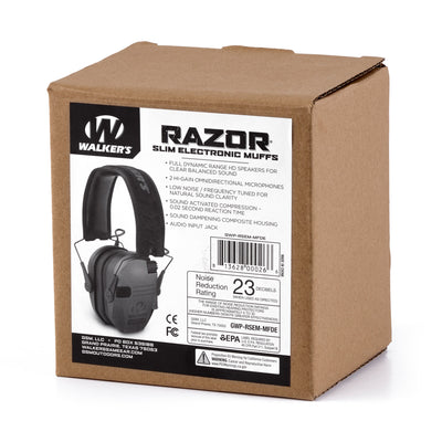 Walker's Razor Slim Folding Electronic Shooting Ear Muffs, Dark Earth (Open Box) - VMInnovations