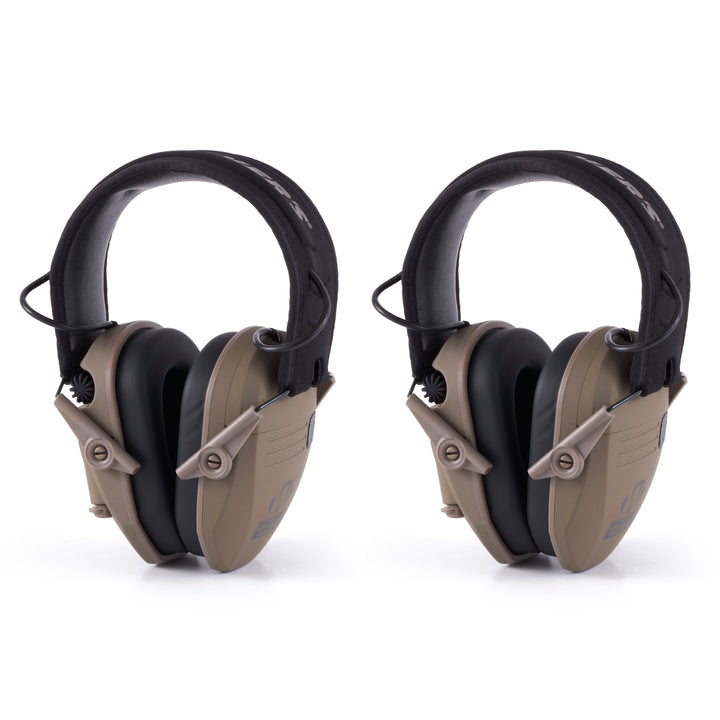 Walkers Razor Slim Protection Electronic Shooting Ear Muffs, Dark Earth (2 Pack)