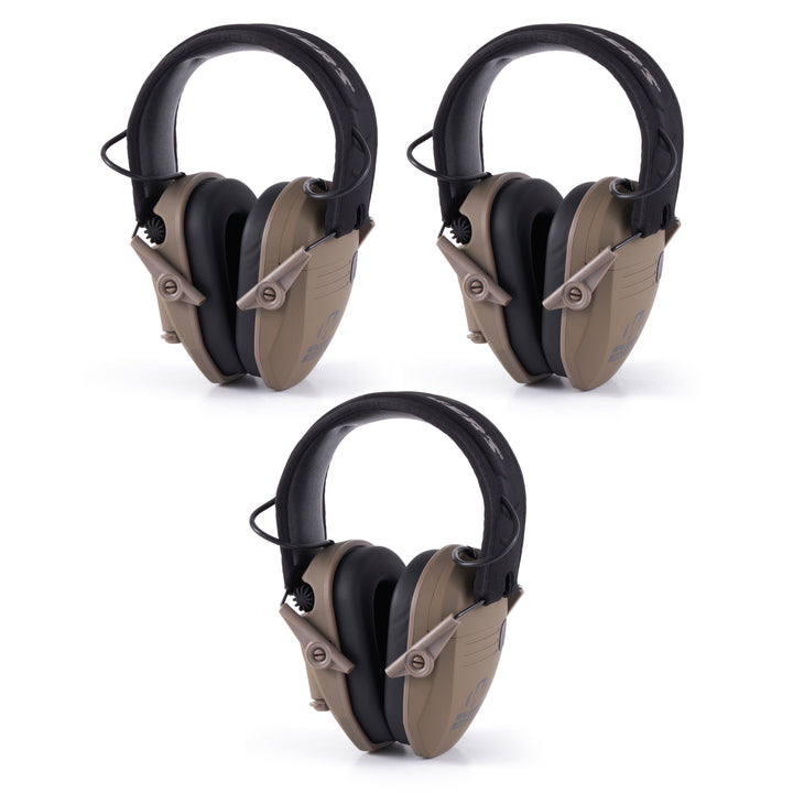 Walkers Razor Slim Protection Electronic Shooting Ear Muffs, Dark Earth (3 Pack)